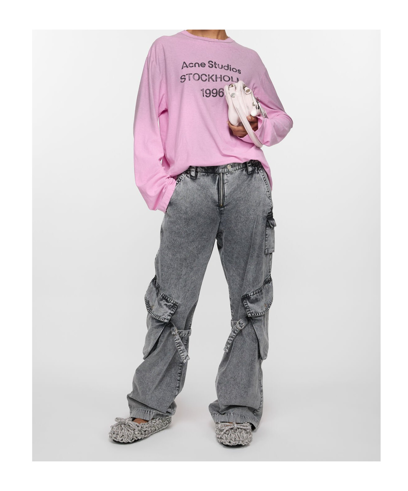 Acne Studios Mid-rise Cotton Canvas Cargo Pants In Gray