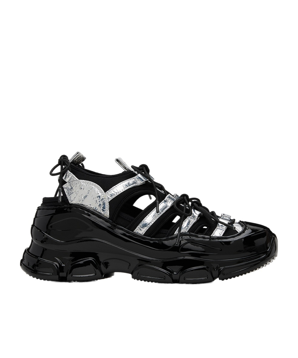 Simone Rocha Panelled-design Leather Sneakers In Black