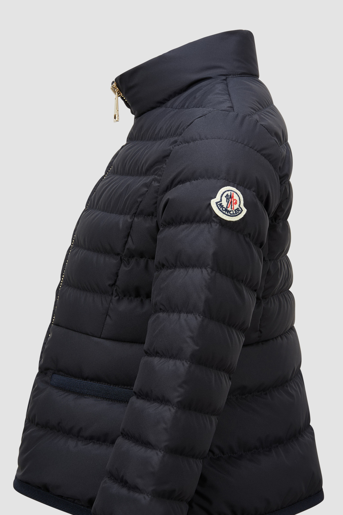 Moncler High-collar Long-sleeved Down Jacket In Blue