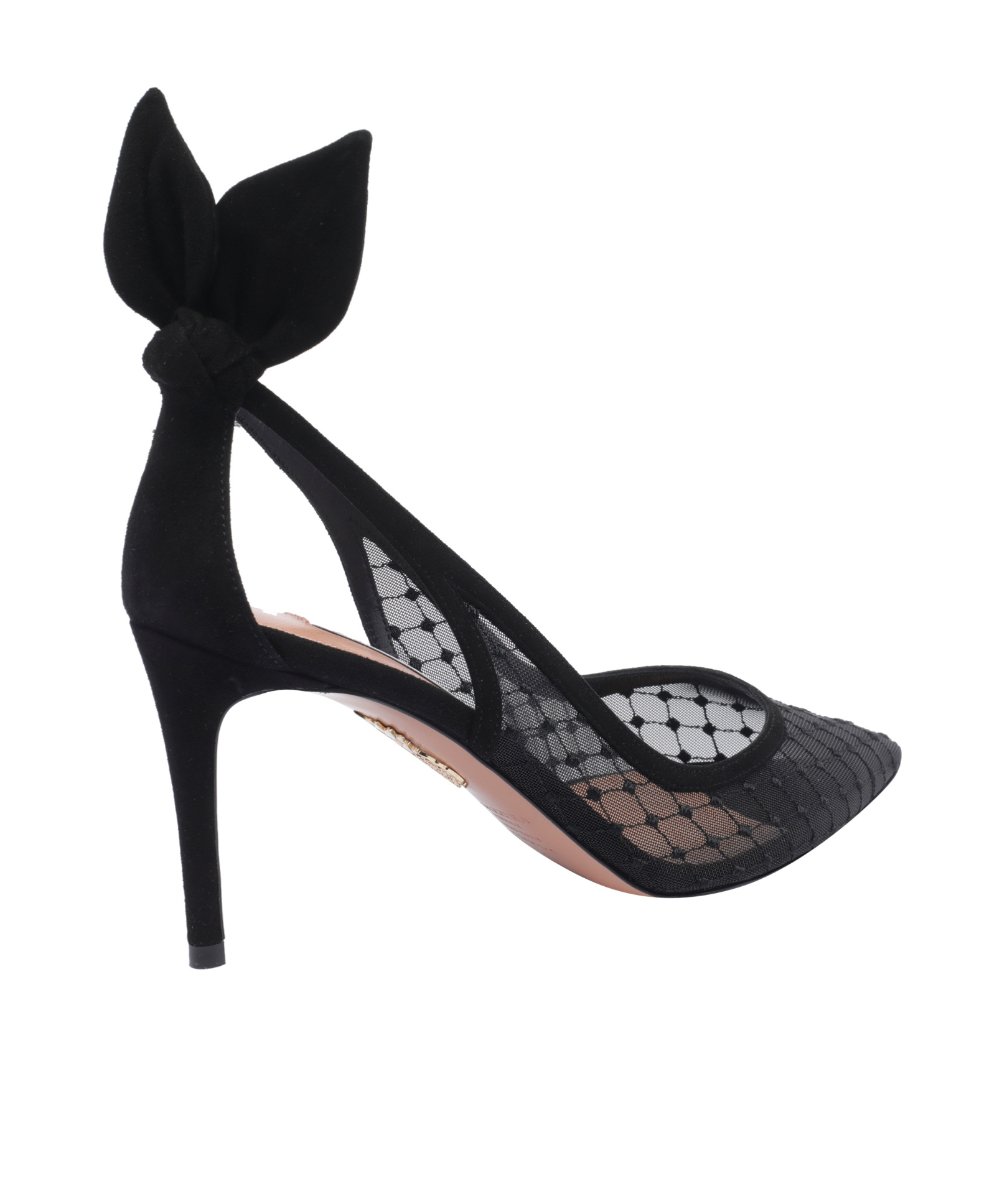 Aquazzura Transparent Mesh Pointed Toe Pumps With Bow