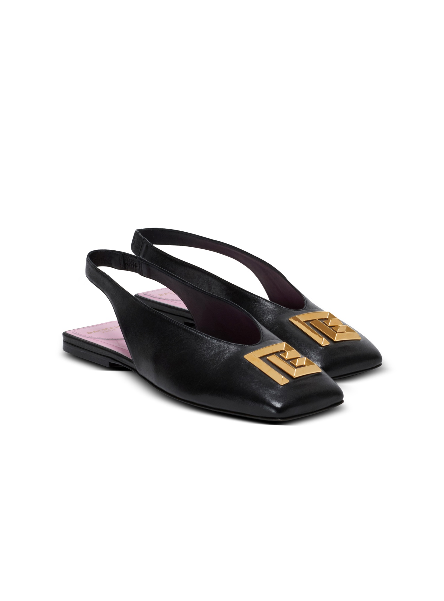 Balmain Flat Eden Slingbacks In Lambskin Leather In Black