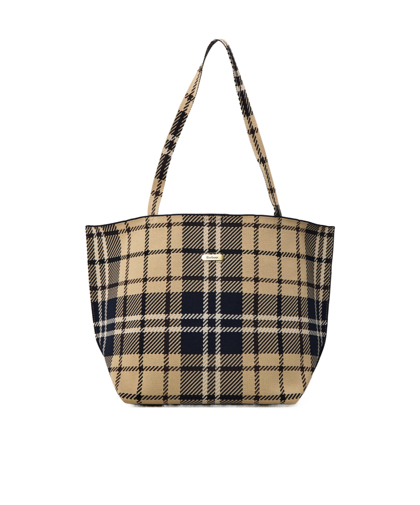 Barbour Tartan Large Tote Bag In Nude
