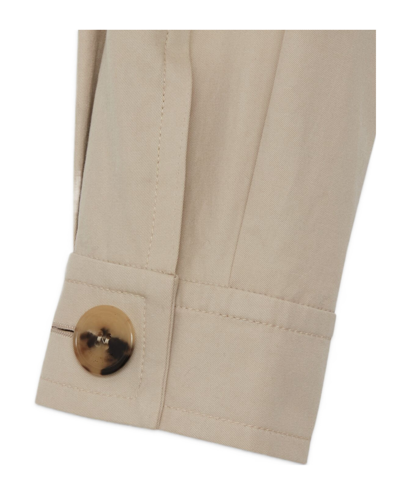 Saint Laurent Saharienne Belted Cotton Dress In Nude