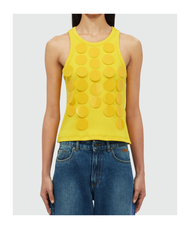 Msgm Top With Maxi Paillettes In Yellow