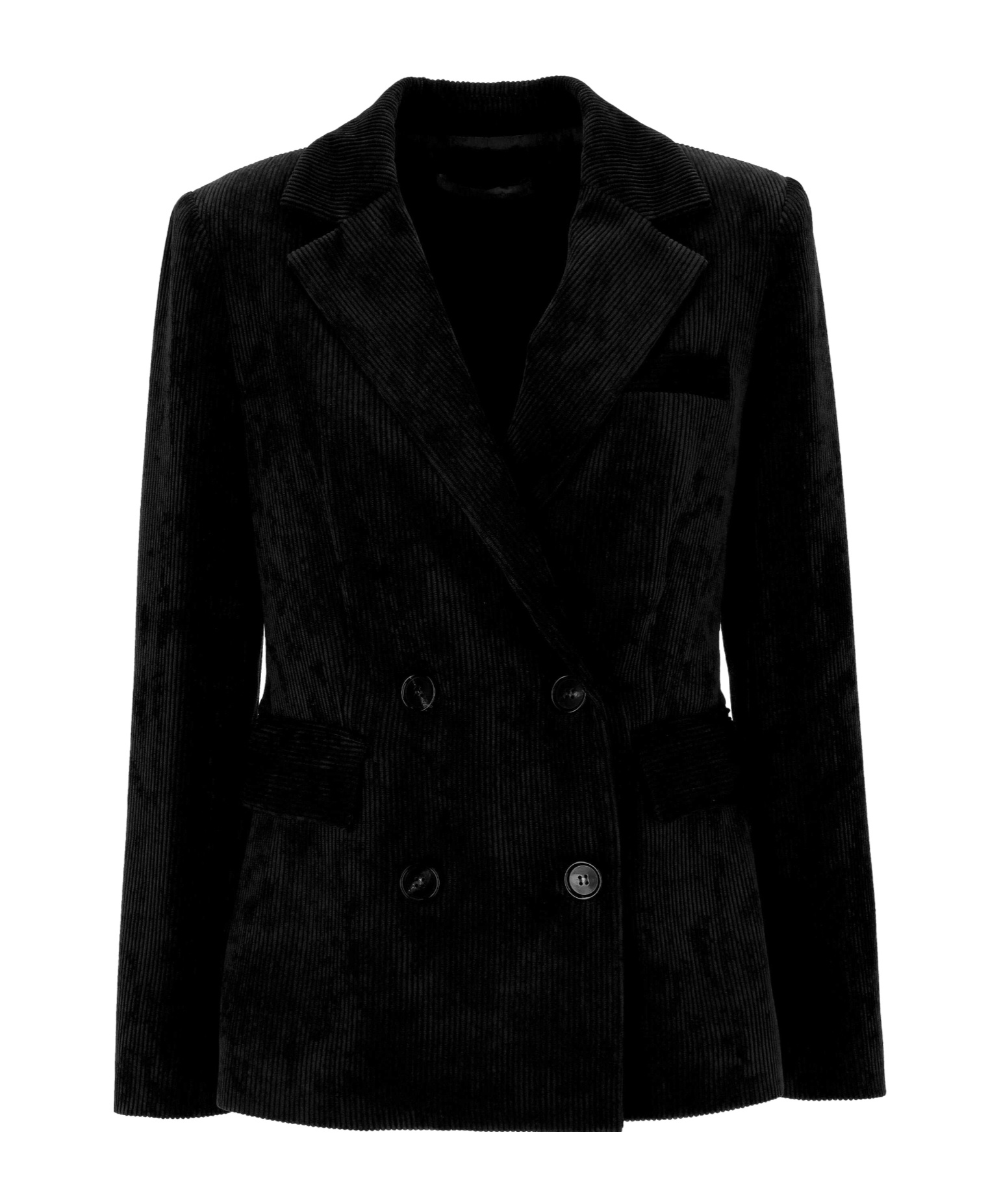D Exterior Double-breasted Suit Jacket In Black
