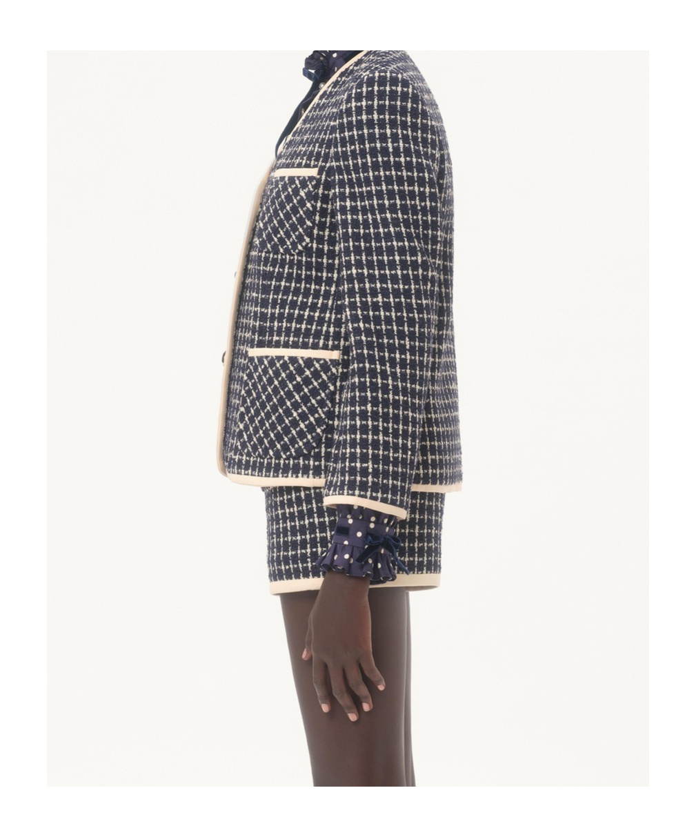 Valentino Boucle Wool Blend Jacket With Contrast Trim