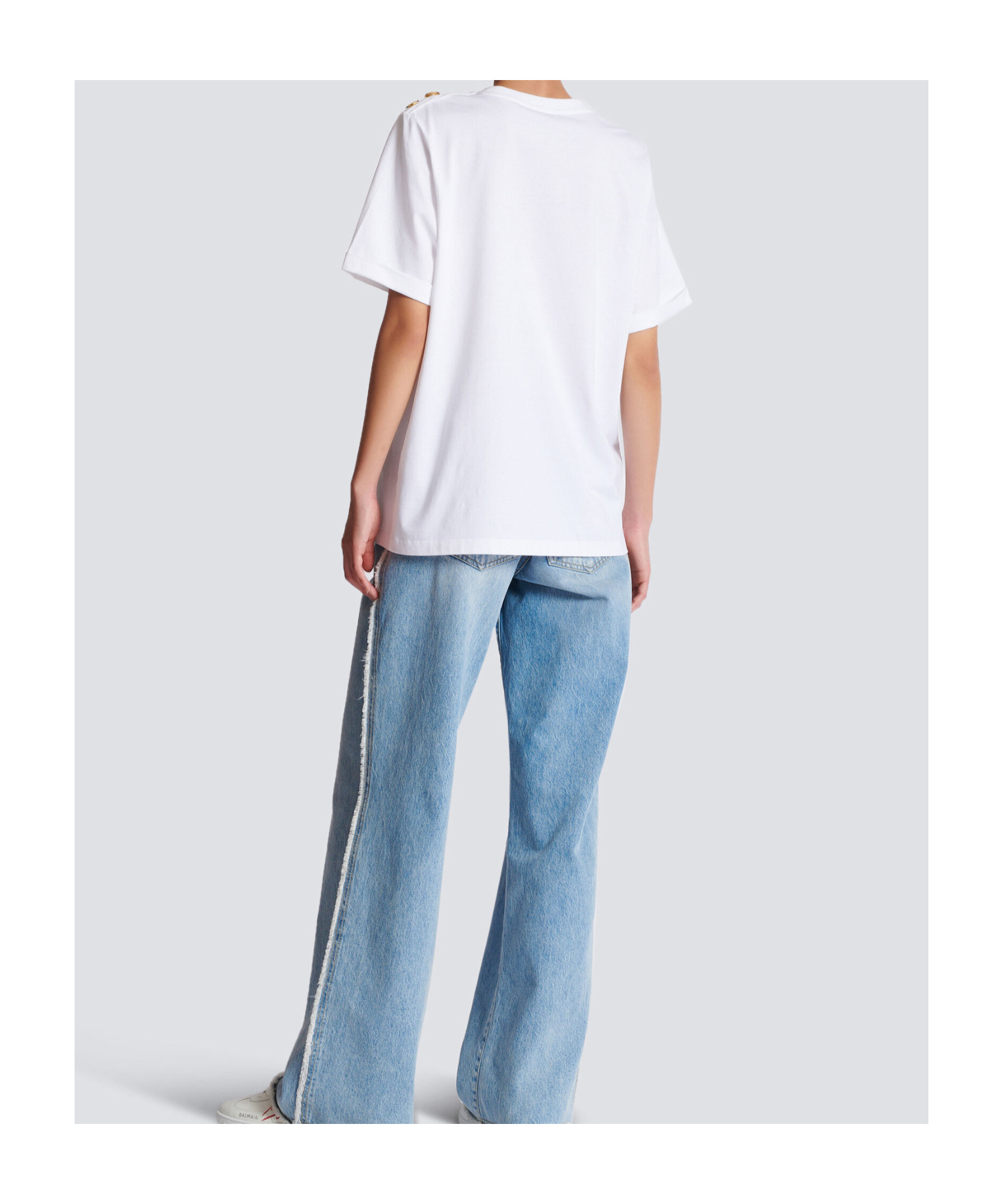 Balmain Cotton Jersey Crewneck T-shirt With Lipstick Print In White