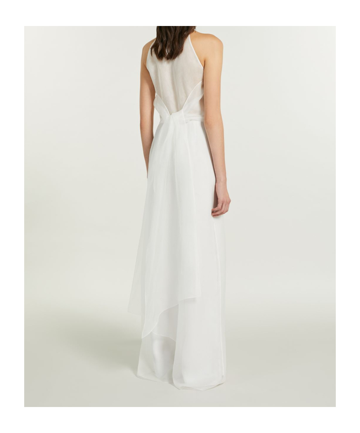 Max Mara Mono De Organza De Seda In White
