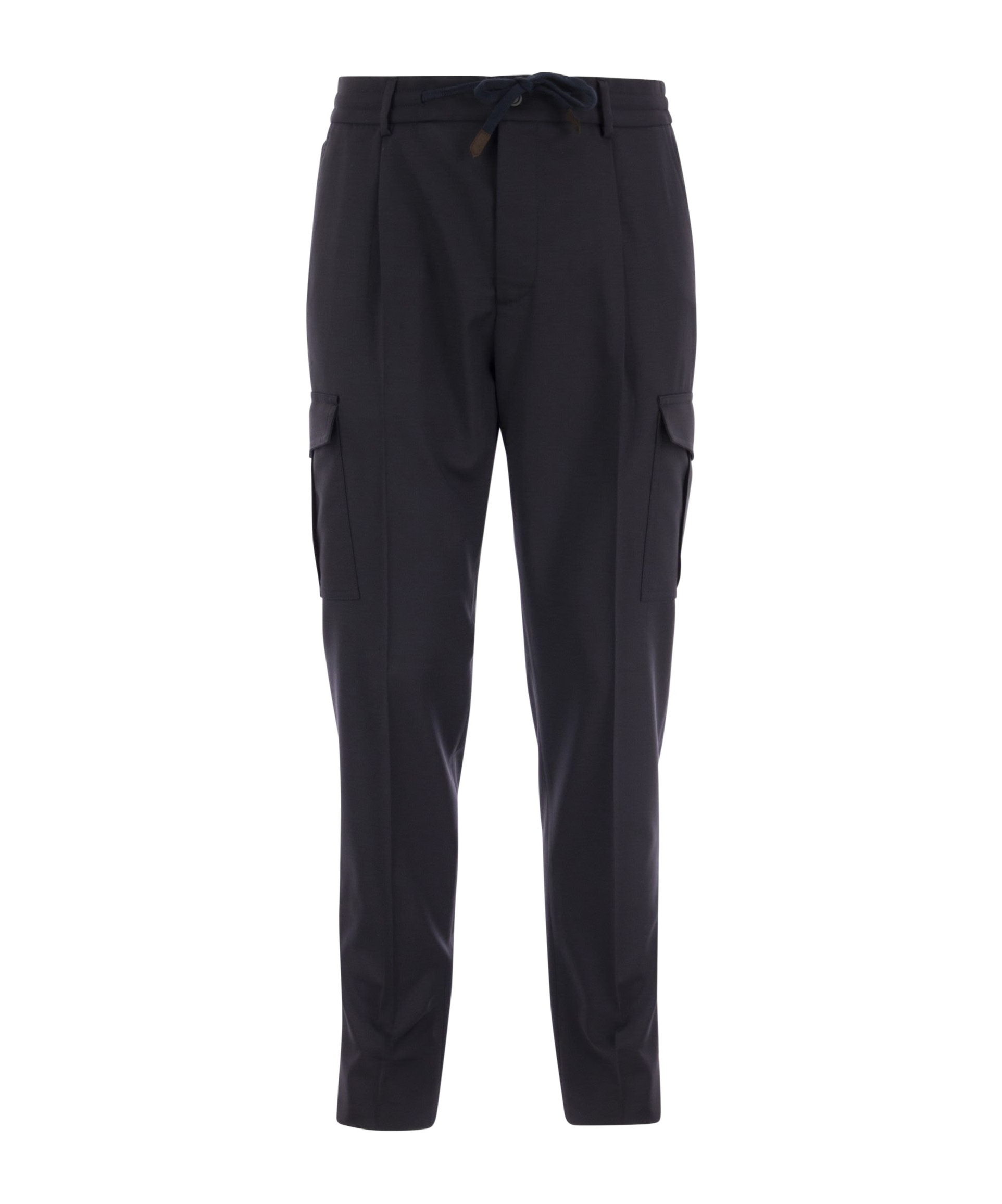 Peserico Drawstring-waist Tapered Trousers In Black