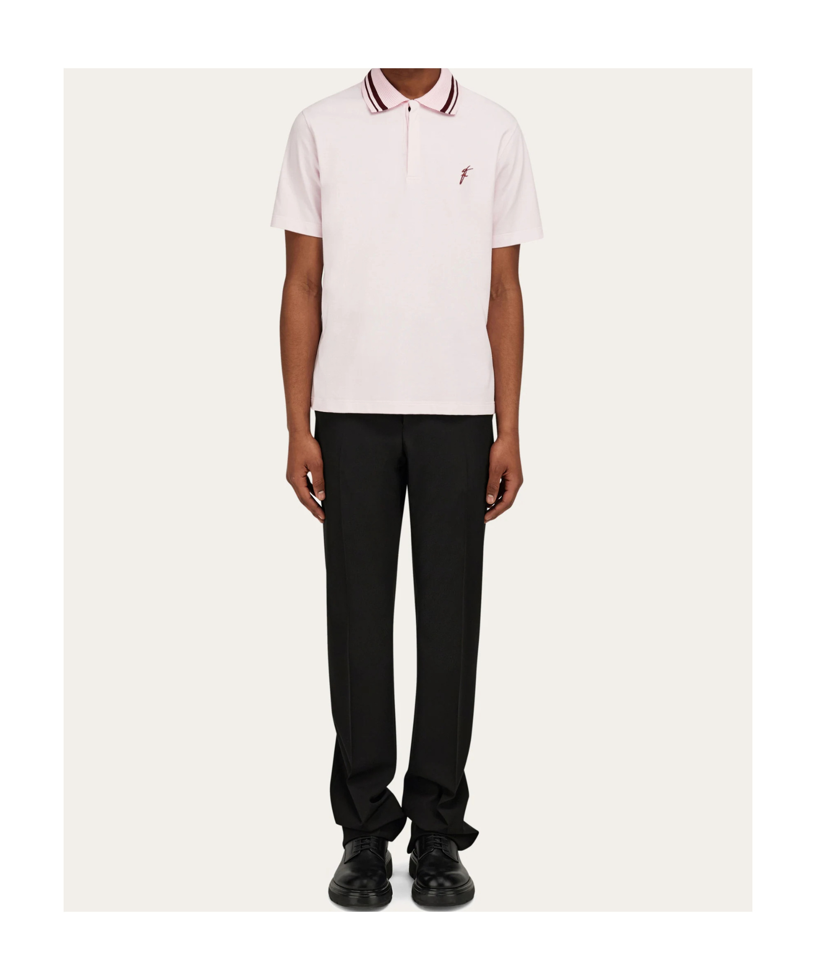 Ferragamo Organic Cotton Polo Shirt In Cotton Candy/bordeaux