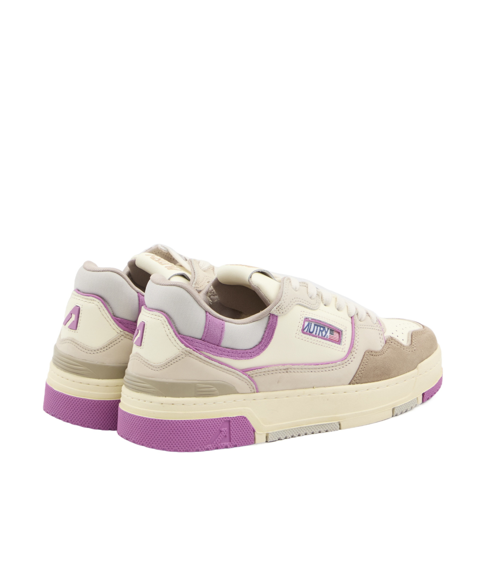 Autry Clc Low Sneakers In Leather Color Suede And Fabric In Nude
