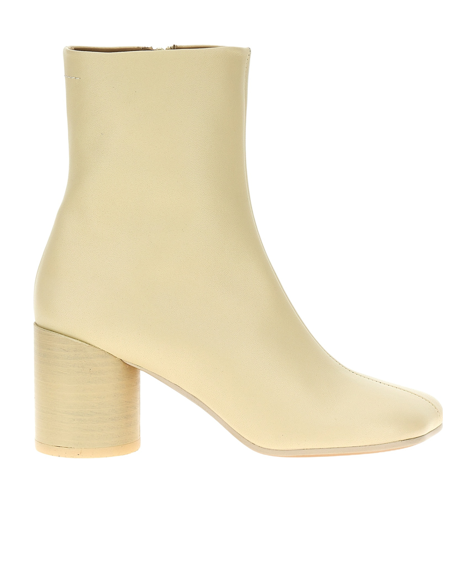Mm6 Maison Margiela Stitch-out Leather Ankle Boots In Nude