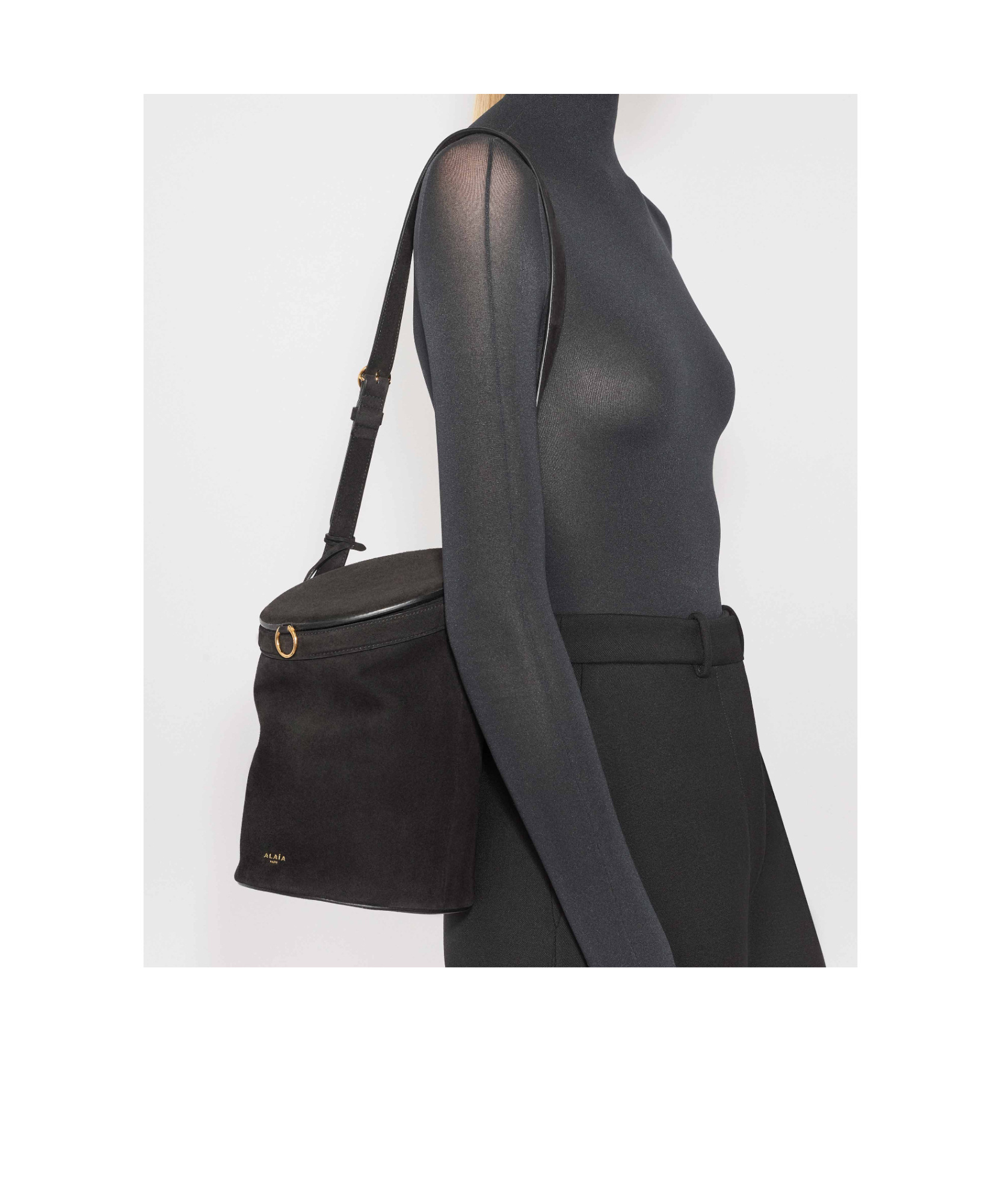 Alaïa La Canette Medium Bag In Suede Goatskin In Black