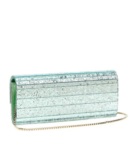 Jimmy Choo Glossy Clutch Bag In Green