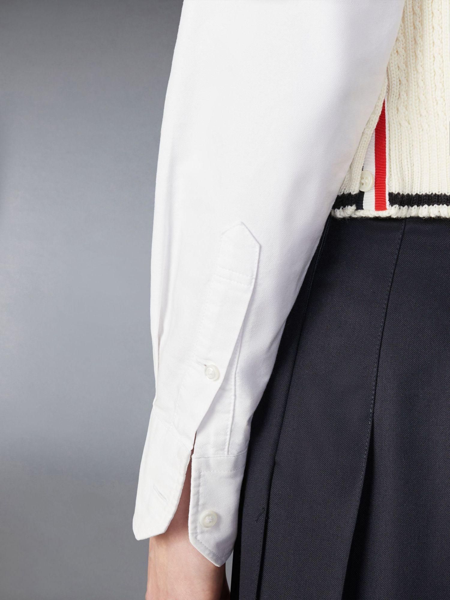 Thom Browne Off-white Cropped Cardigan In White