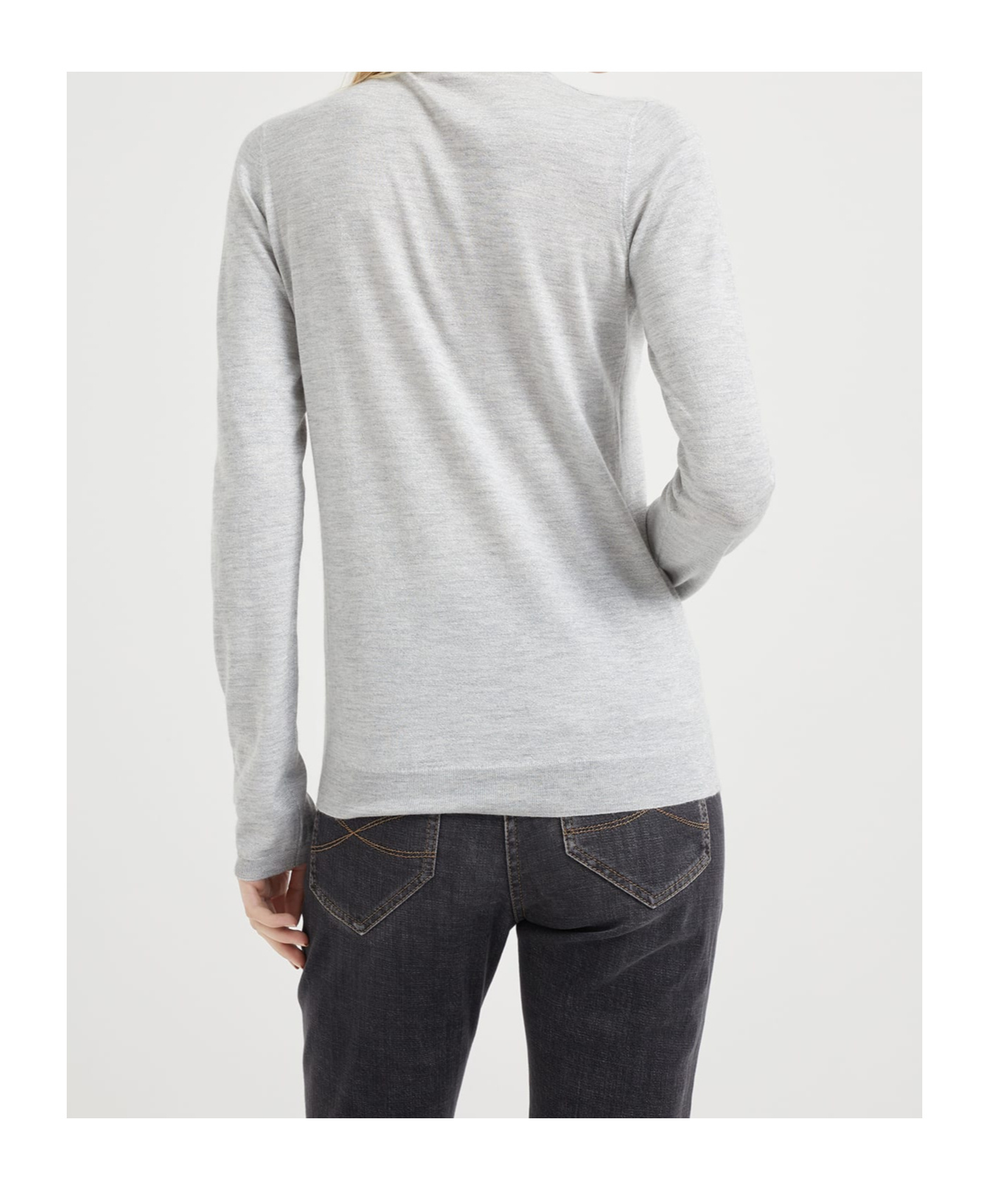Brunello Cucinelli Cashmere-silk Glitter Turtleneck Sweater In White