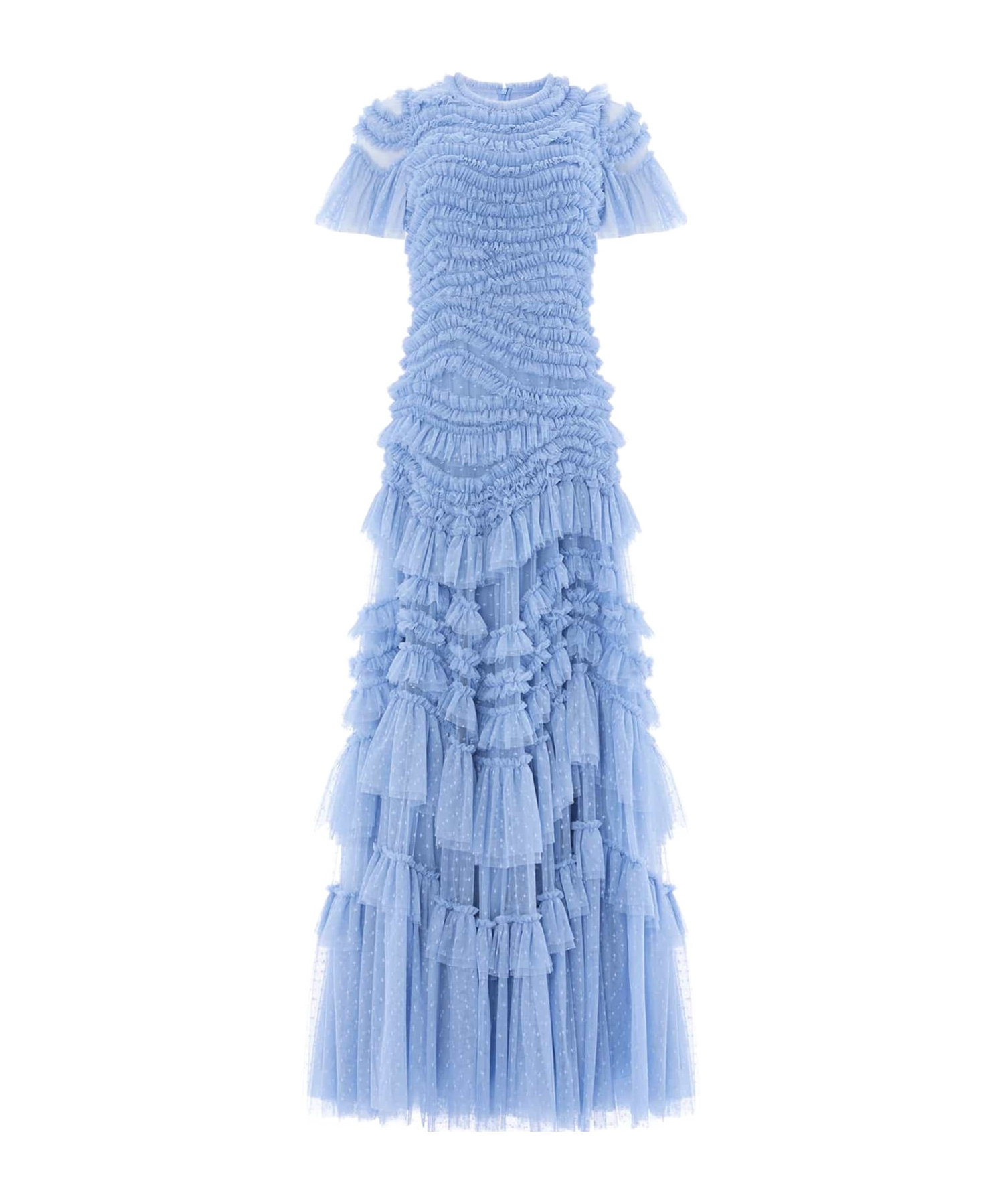 Needle & Thread Wild Rose Short Sleeve Gown In Blue