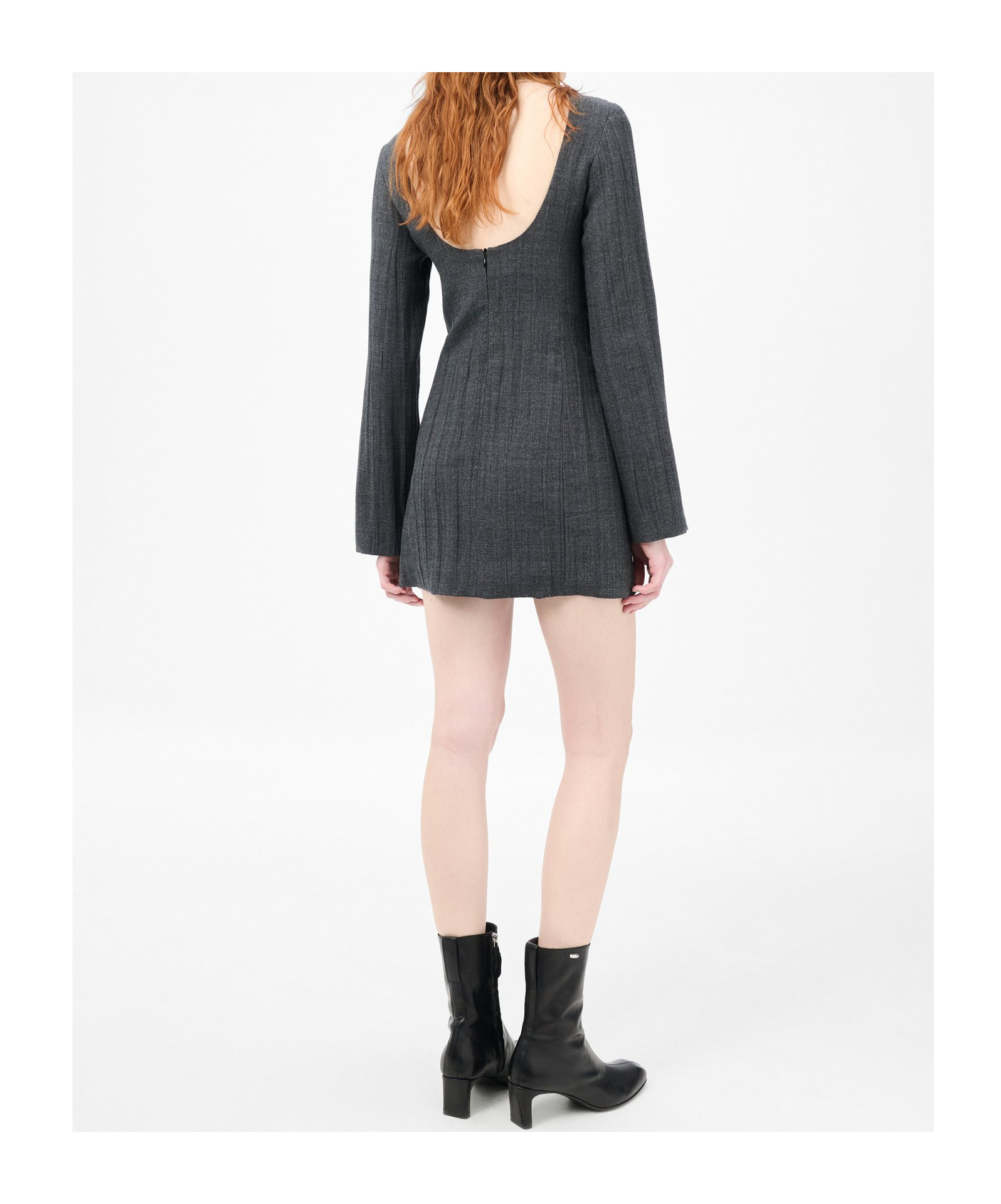Our Legacy Fitted Textured Mini Dress With Deep Scoop Back In Gray