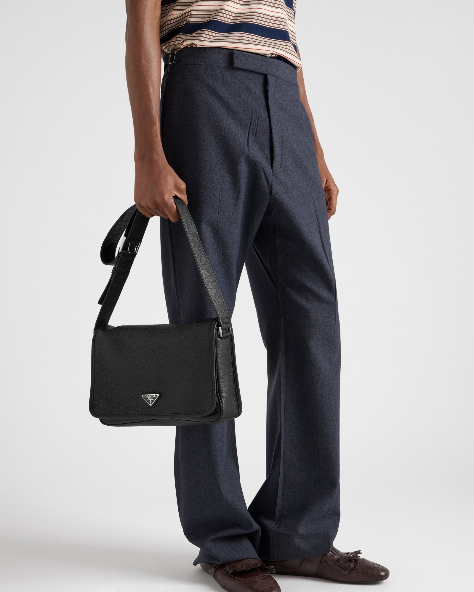Prada Textured Leather Messenger Bag