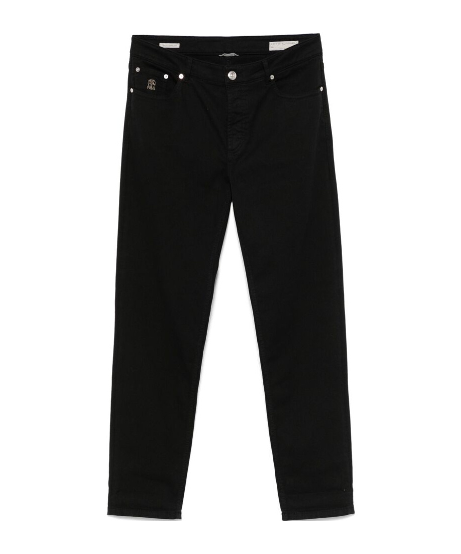 Brunello Cucinelli Logo Patch Straight-leg Jeans In Black