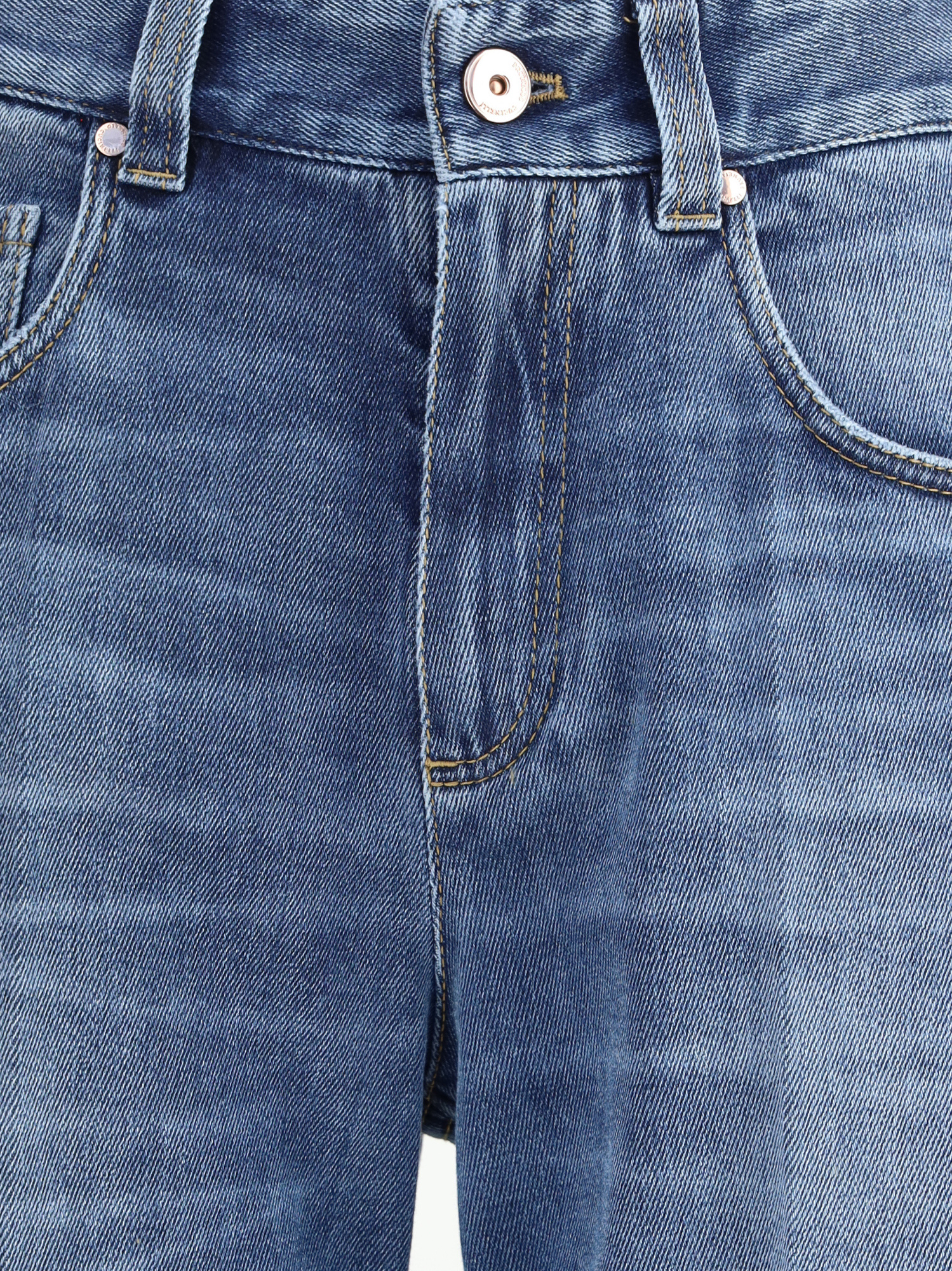 Brunello Cucinelli Blue Jeans With Logo Patch On The Rear And Faded Effect In Multi