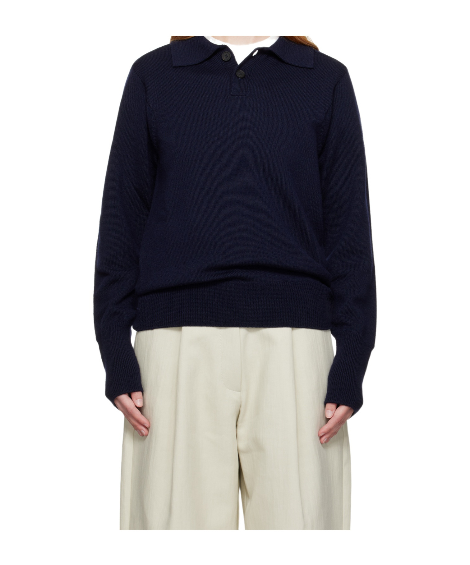 Studio Nicholson Polo-neck Wool Polo Shirt In Black