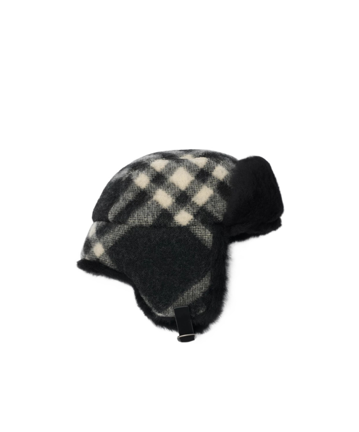Burberry Check Wool Trapper Hat In Black