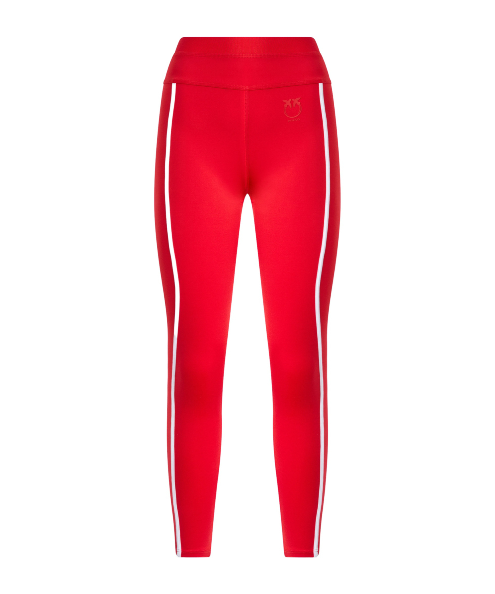Pinko Side-striped Slim-fit Leggings In Red