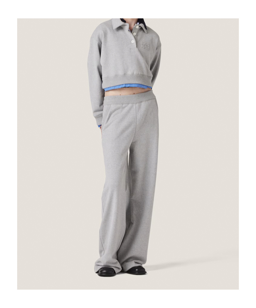 Miu Miu Cotton Fleece Bermudas In Gray