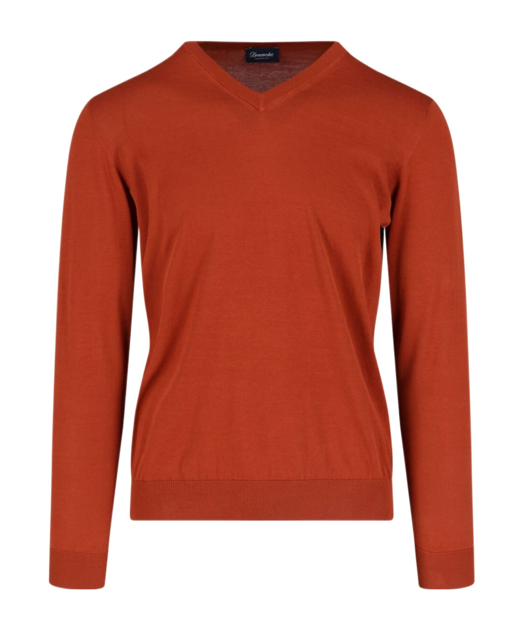 Drumohr Ribbed V-neck Sweater With Long Sleeves In Orange