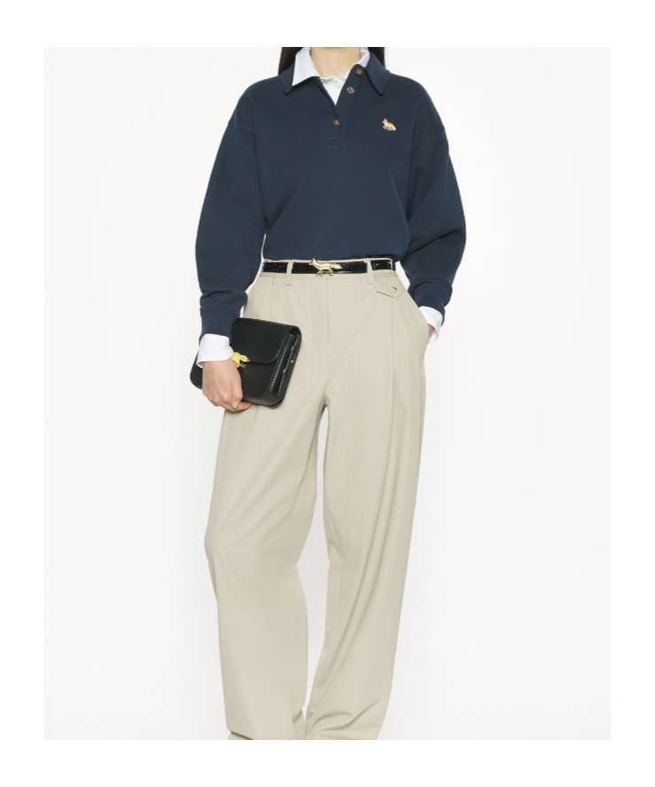 Maison Kitsuné Baby Fox Cropped Polo Sweatshirt In Black