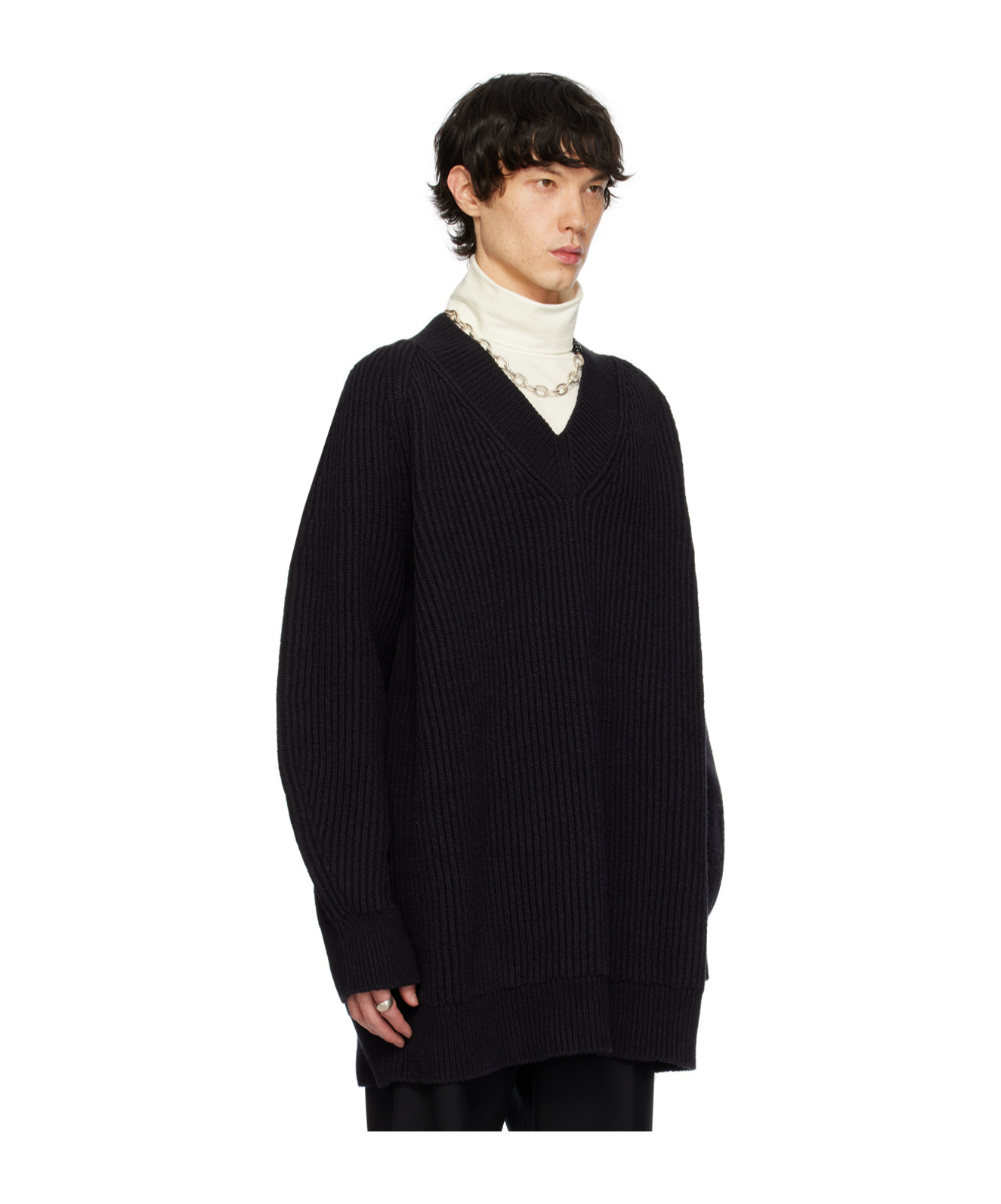Jil Sander Wool Knitted Sweater In Black