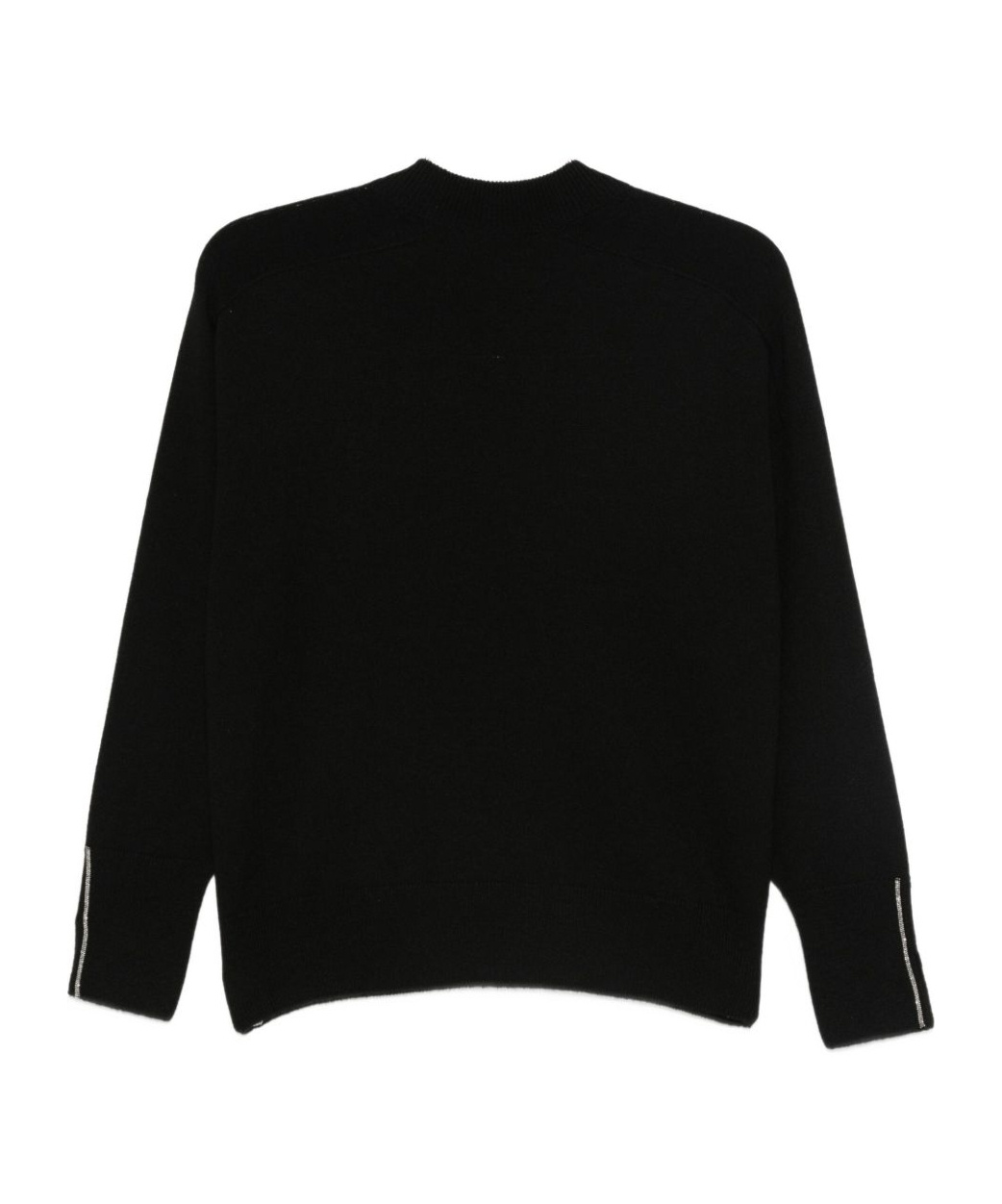 D Exterior Crew Neck Long-sleeved Sweater In Black