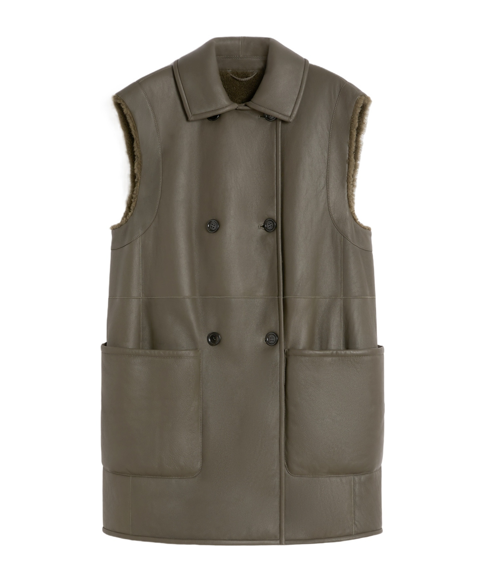 Max Mara Double-breasted Gilet In Green