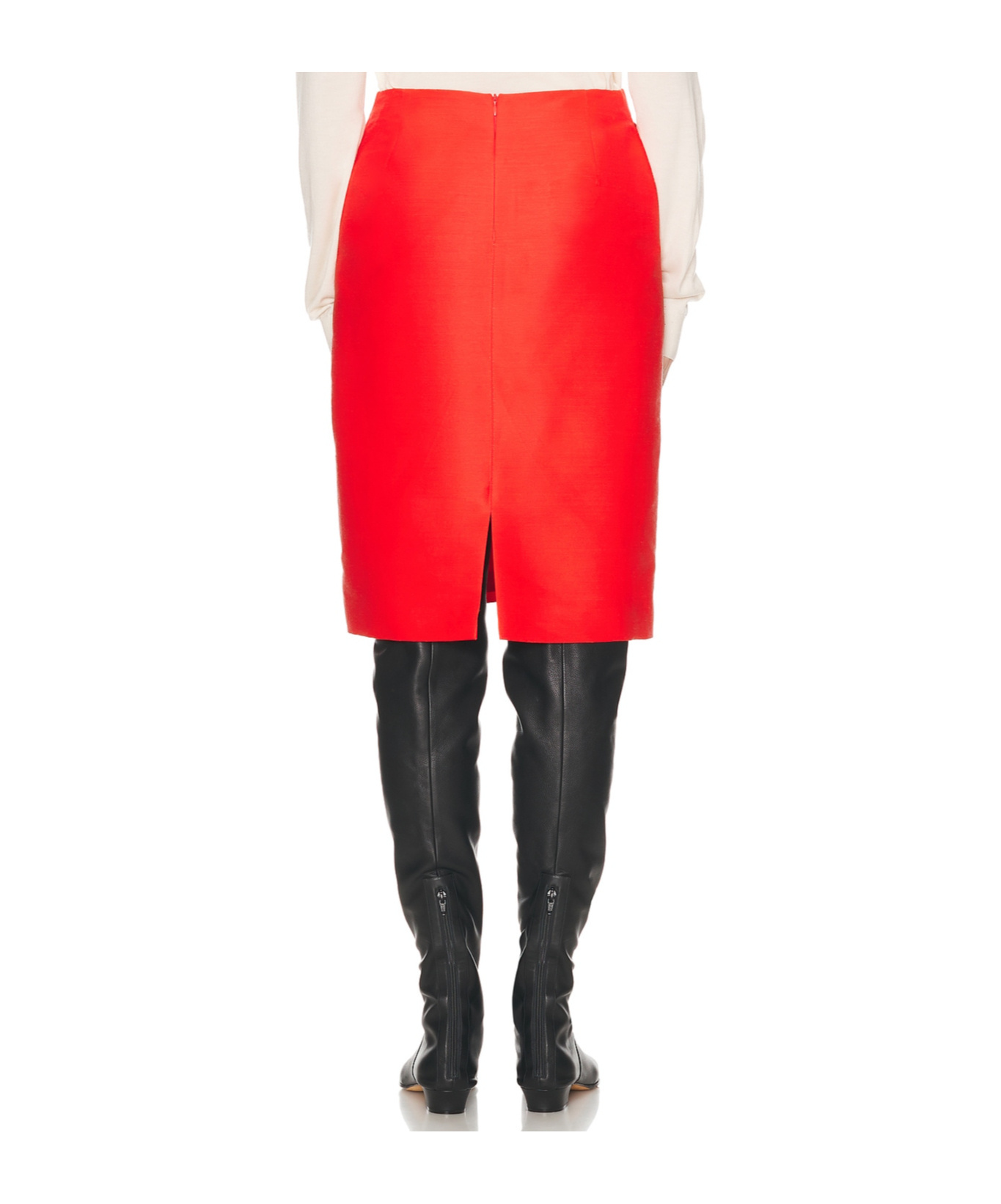 The Row Wool Blend Corinna Skirt High-waisted Knee-length In Red