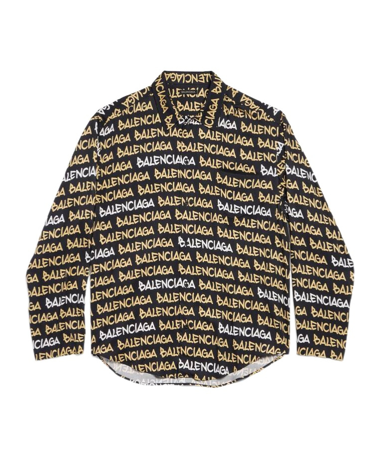 BALENCIAGA FUNKY FONT MINIMAL SHIRT IN BLACK/BEIGE