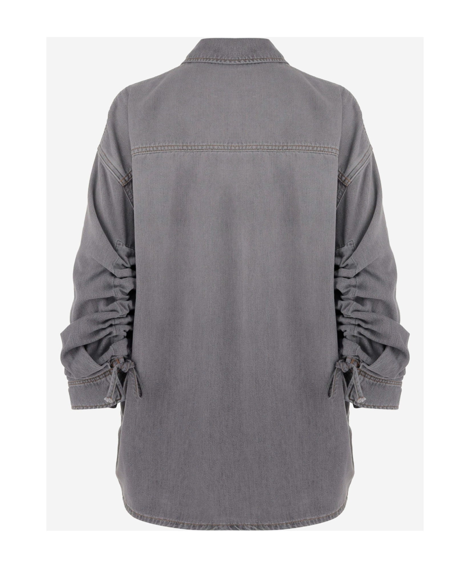 Darkpark Casual Denim Shirt Adjustable Cuffs In Gray