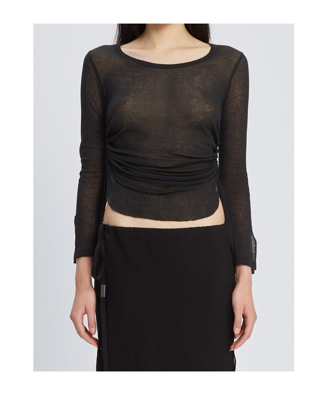 Ann Demeulemeester Trina Drawstring Crewneck T-shirt In Black