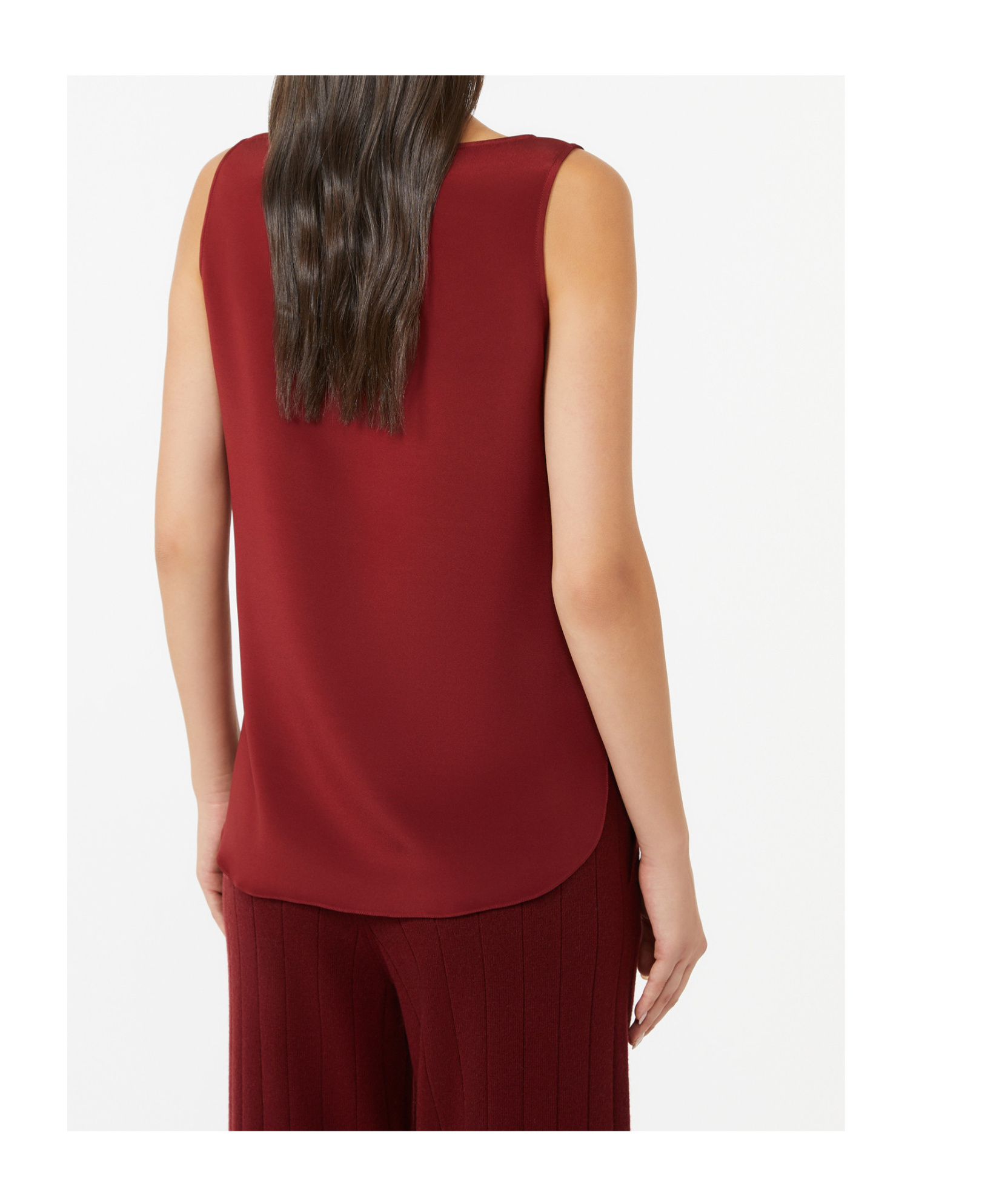 Max Mara Silk Crepe De Chine Top In Burgundy