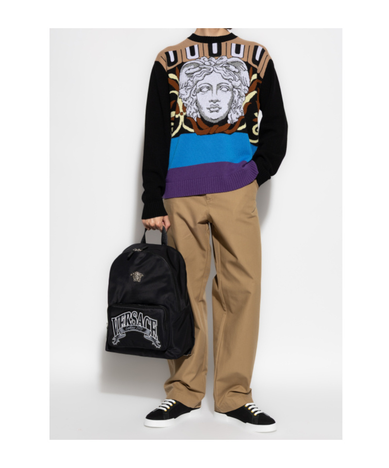 Versace Medusa Head Wool Sweater In Blue