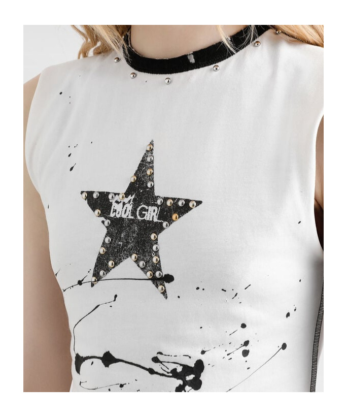 Dolce & Gabbana Star-print Studded Top In White
