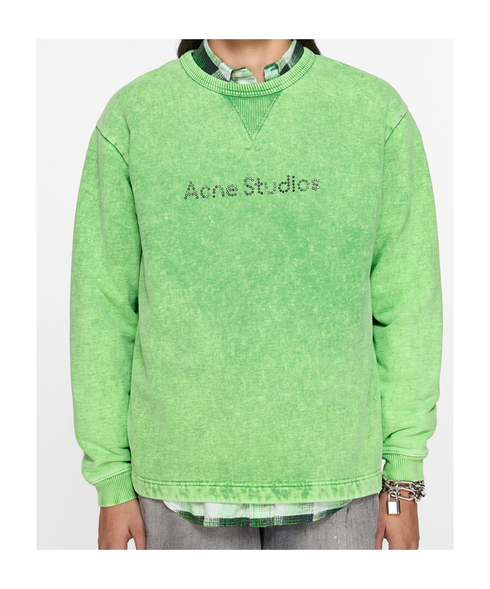 Acne Studios Logo Stud Sweater In Green