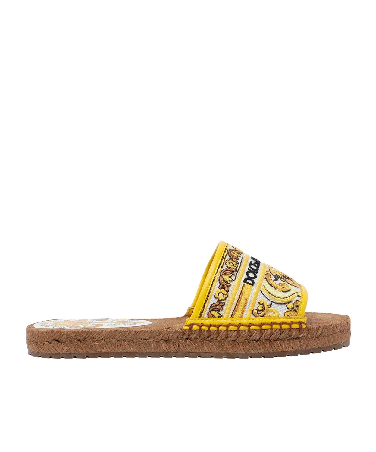 Dolce & Gabbana Majolica-print Logo-embroidered Sandals In Brown