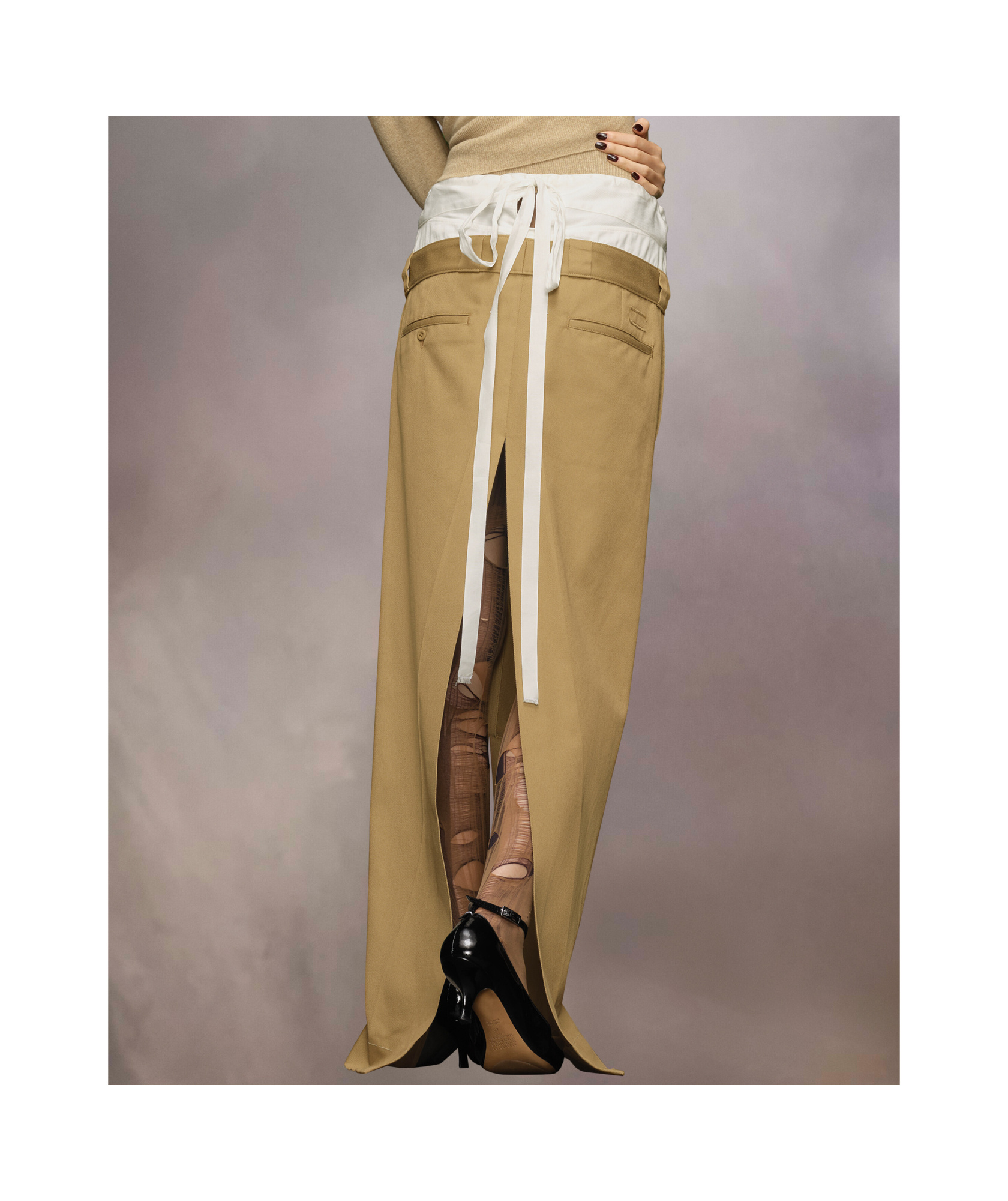 Maison Margiela Skater Chino Long Skirt Woman Camel In Brown