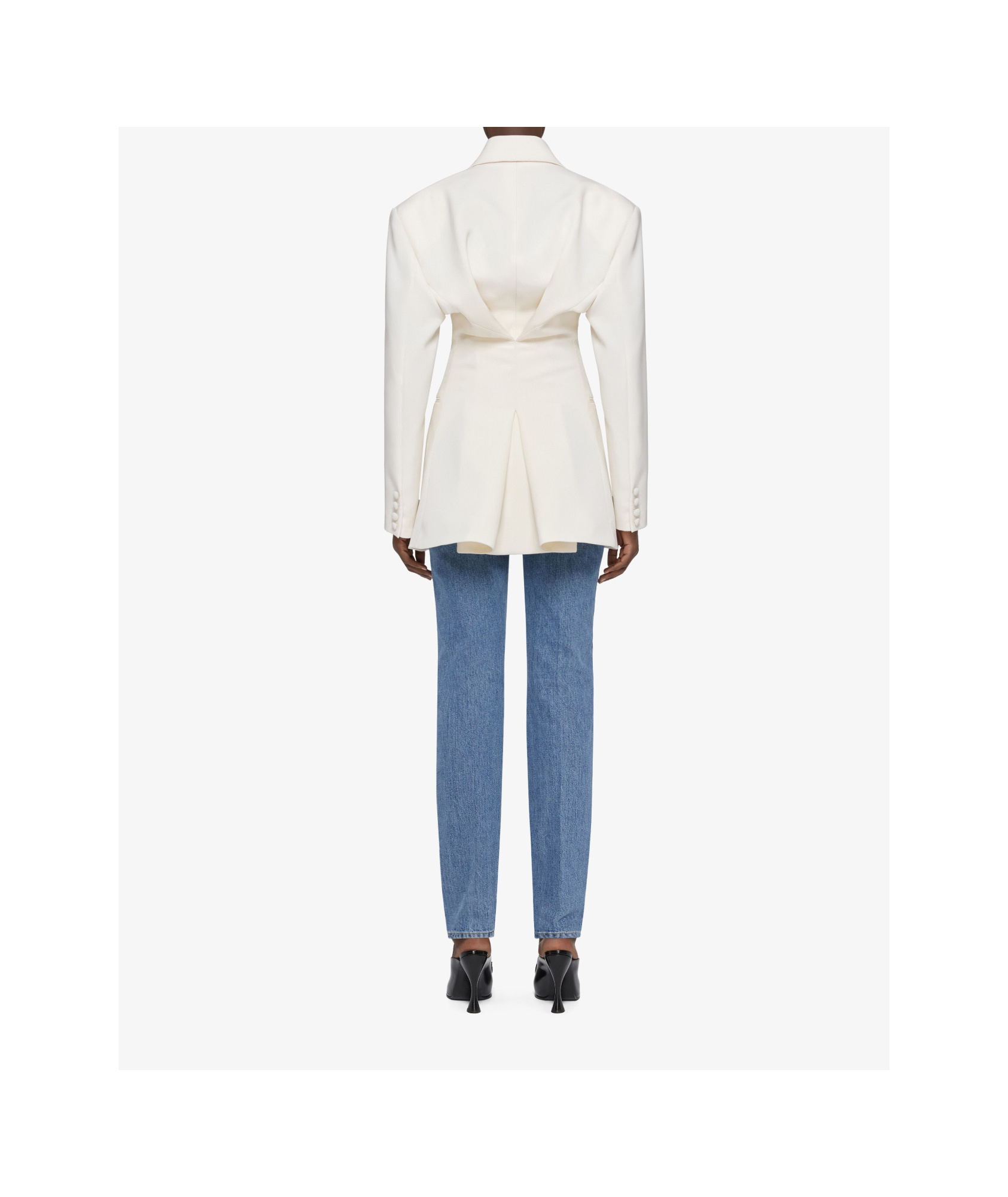 Givenchy Jacket In Wool With Pleated Back In White