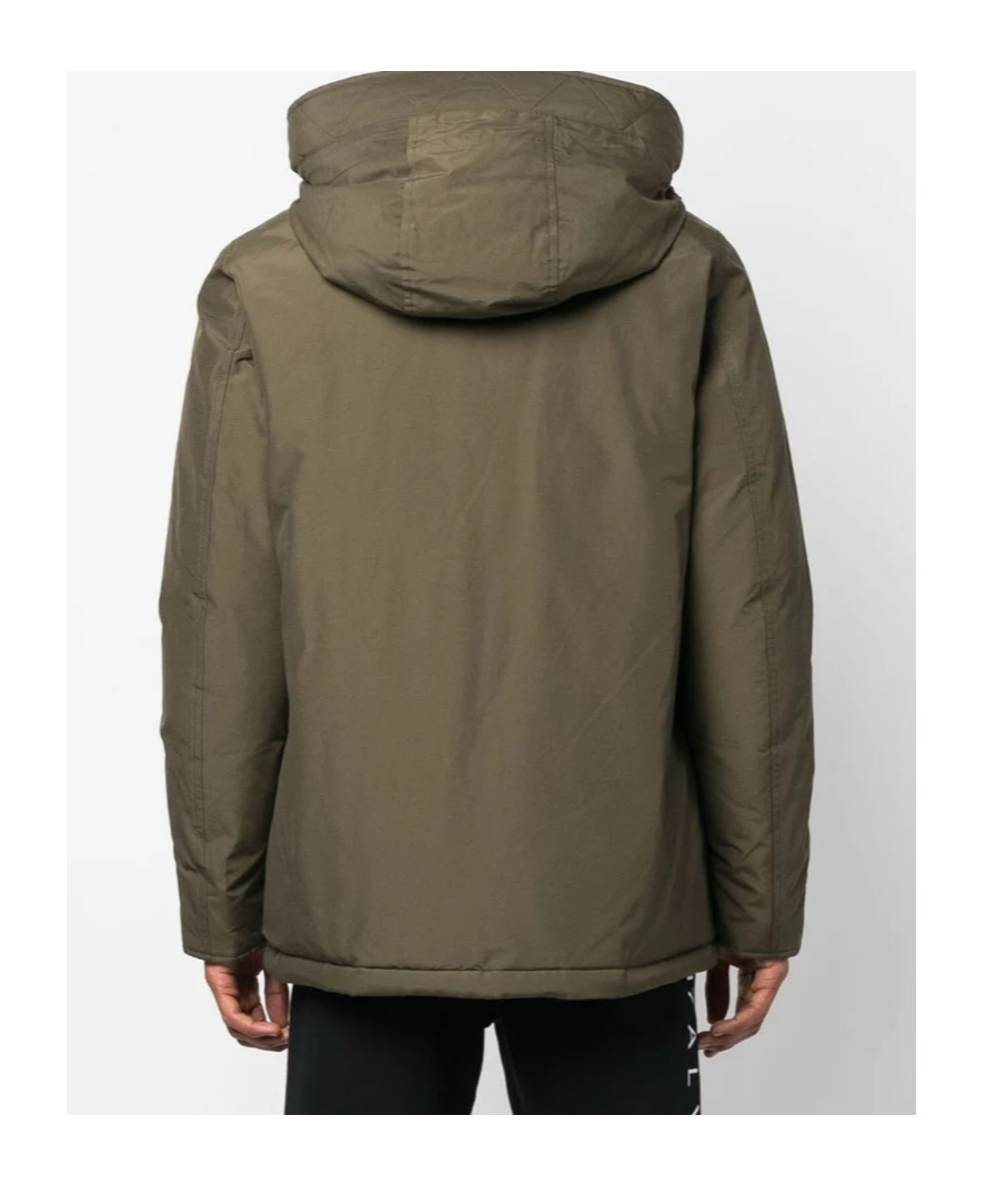 Woolrich Feather Down Padded Parka With Concealed Hood In Green