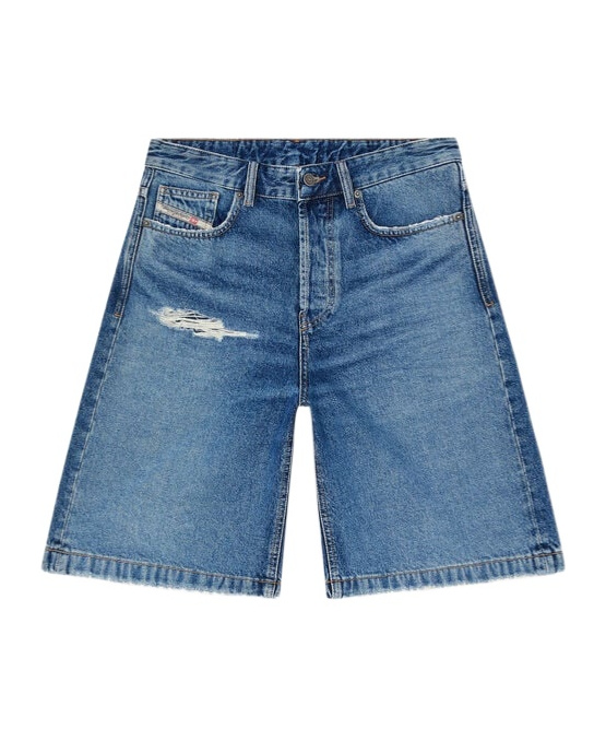 Diesel Faded Blue Denim Bermuda Shorts In Blue
