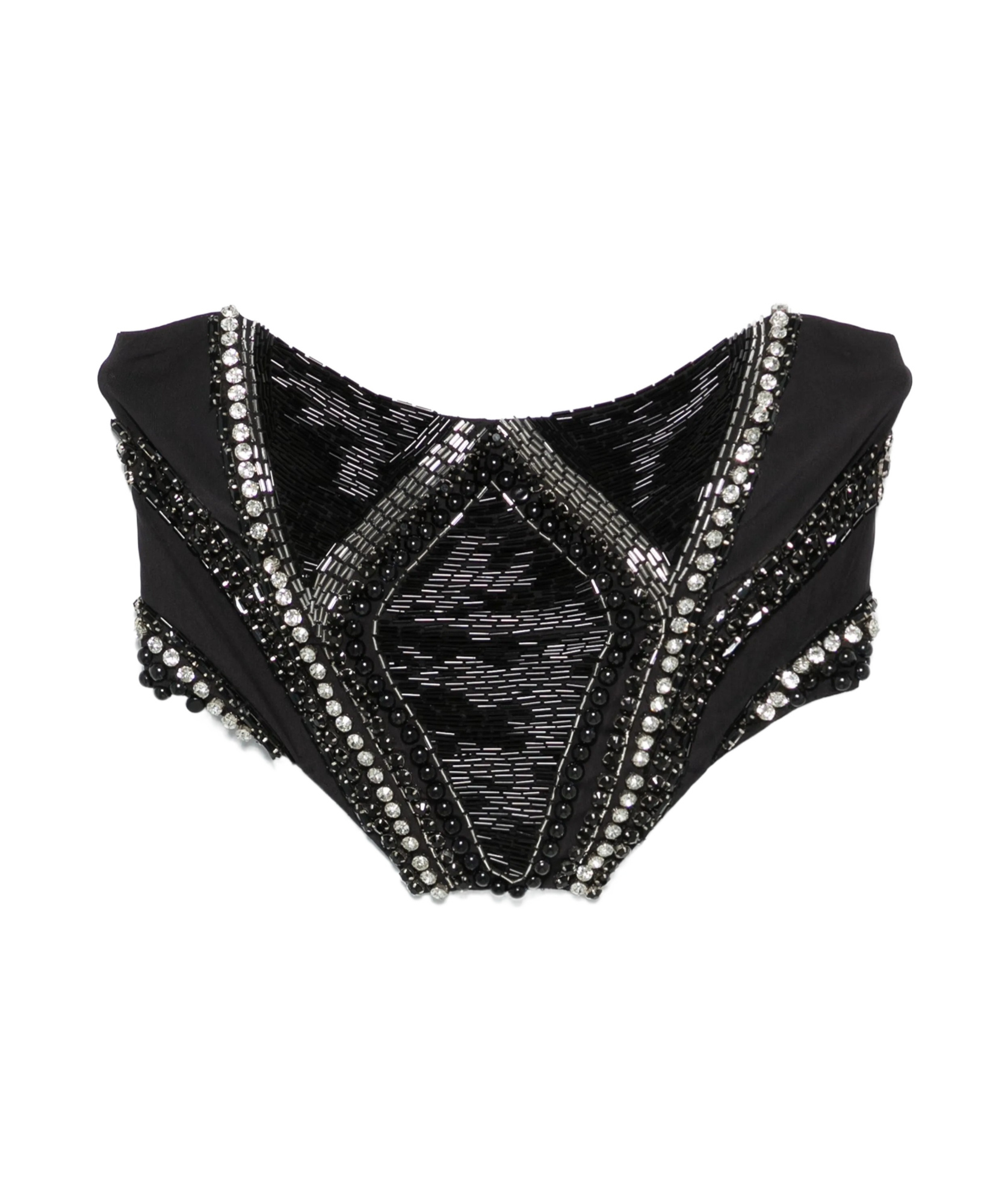 Shop Patrizia Pepe Rhinestond Top In Black