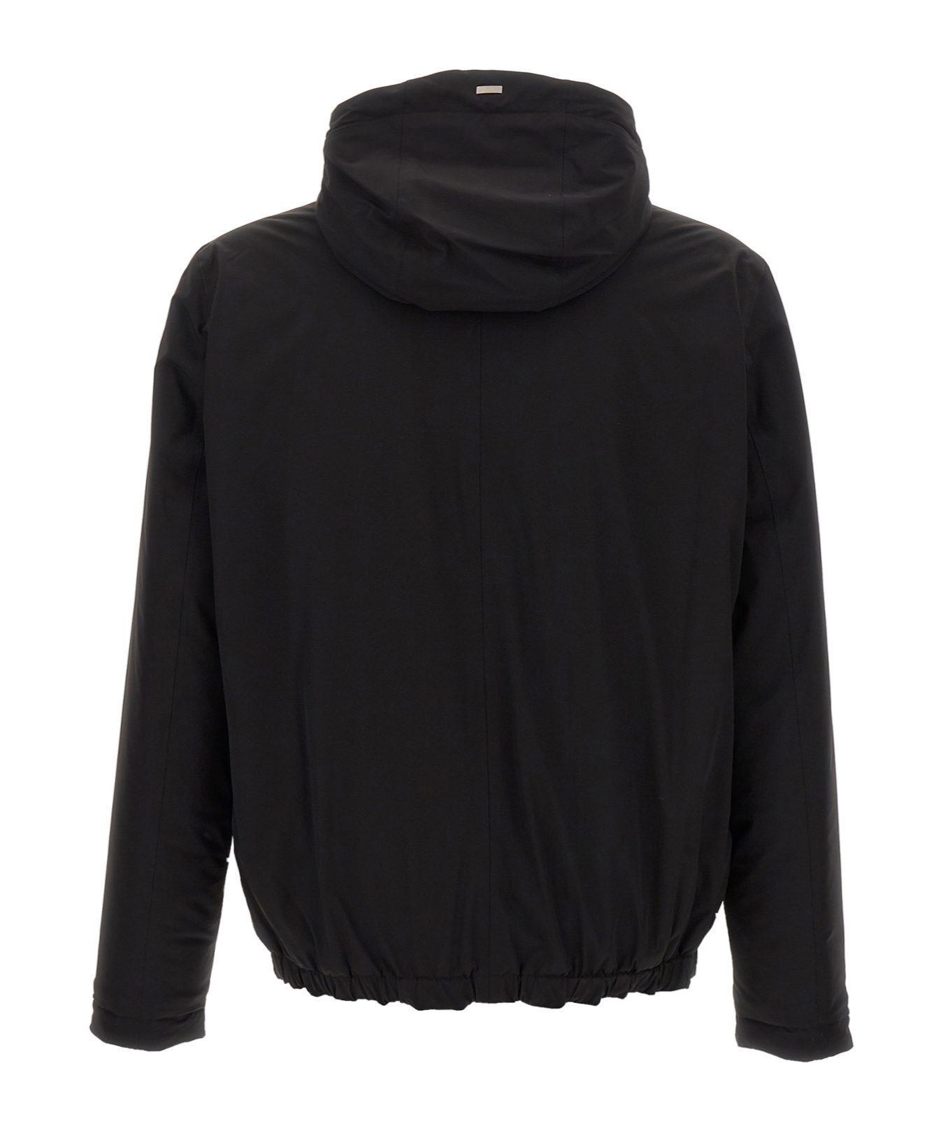 Herno Men's Technical Fabric Bomber Jacket With Hood In Black