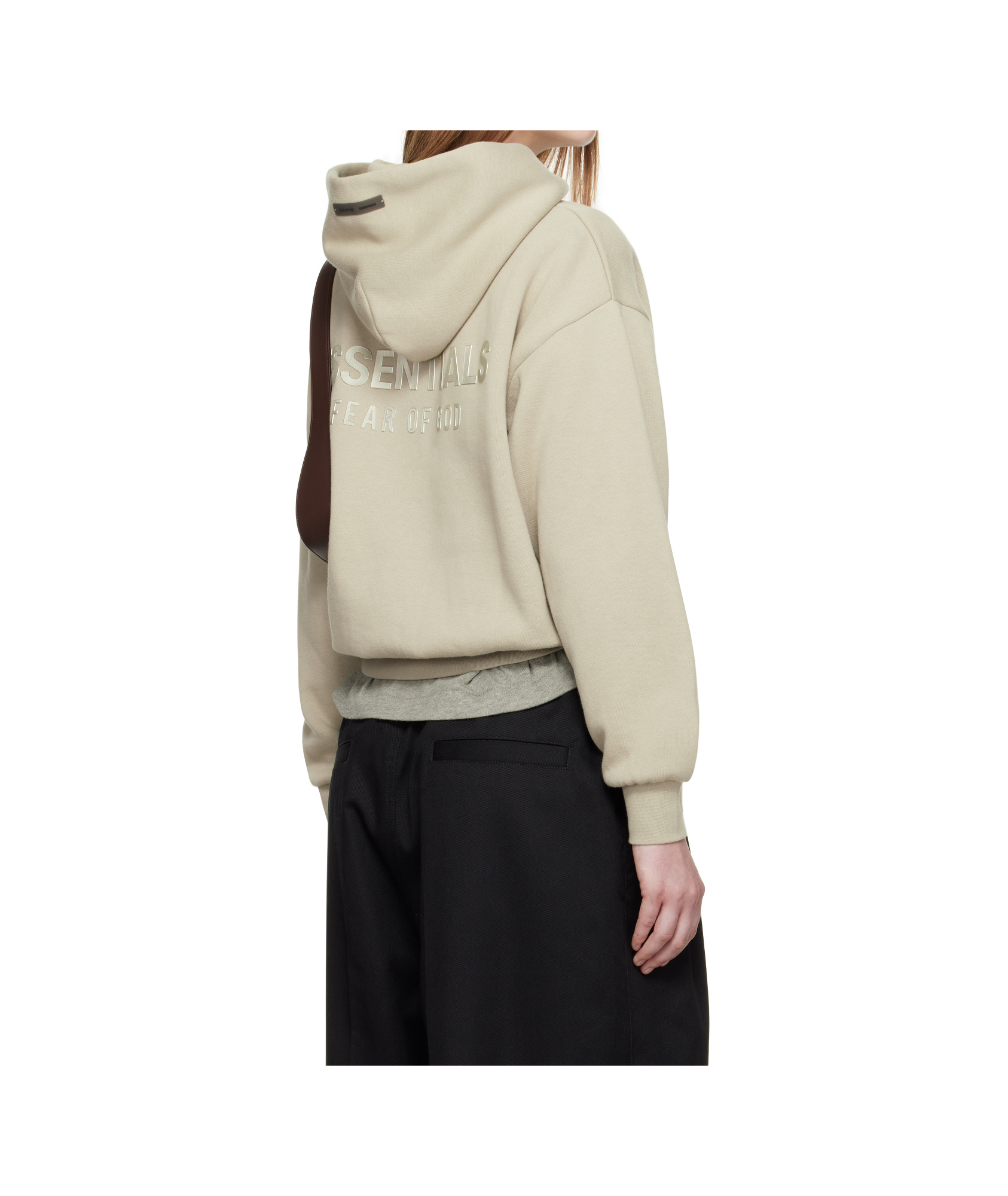 Essentials Logo Patch Hooded Sweatshirt In Brown